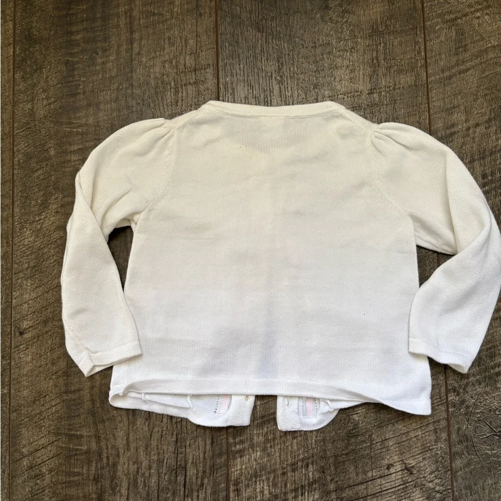 Janie and Jack White Cardigan sweater with Navy and Pink Accents